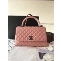 AAA 1:1 Chanel original grained leather flap bag with top handle A92292 pink Silver Buckle HV08446vi59
