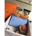 AAA Hermes original canvas&calfskin leather herbag H45987 Light blue with apricot HV00688zK34