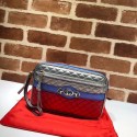 AAA Replica Gucci Calfskin Leather Clutch bag 447632 blue&red&silver HV03907VB75
