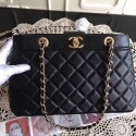 AAAAA Chanel Sheepskin Leather shopping bag 3369 black HV05316Qa67