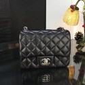 AAAAA Imitation Chanel Classic MINI Flap Bag Original Sheepskin Leather A1115 Black Sliver Chain HV01401Sy67