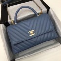 AAAAA Imitation Chanel Flap Bag with Top Handle A92991 blue HV04276Sy67