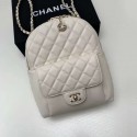 AAAAA Imitation Chanel Grained Calfskin & Gold-Tone Metal backpack AS0004 creamy-white HV01535oT91