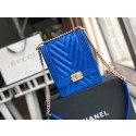 Best 1:1 Boy chanel handbag Grained Calfskin & Gold-Tone Metal VS0130 blue HV04279eT55