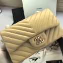 Best 1:1 Chanel Flap Original Lambskin Leather Shoulder Bag CF 1116V apricot gold chain HV02089eT55
