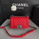 Best 1:1 Chanel Leboy Original Calf leather Shoulder Bag B67085 red silver chain HV07824OR71