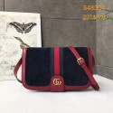 Best 1:1 Gucci Ophidia GG Supreme small suede shoulder bag 548304 Dark blue HV00674eT55