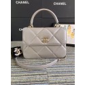 Best Chanel CC original lambskin top handle flap bag A92236 grey&Gold-Tone Metal HV05956kr25