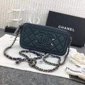 Best Chanel Classic Clutch with Chain Grained Calfskin & silver-Tone Metal A84450 green HV07745Ml87