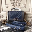 Best Quality Chanel LE BOY Mini Tote Bag 91881 sheepskin Dark blue HV07413xb51