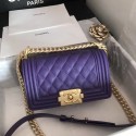 Best Quality Imitation Small boy chanel handbag A67085 purple HV08517dK58