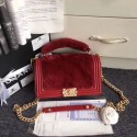 BOY CHANEL Flap Bag with Handle Orylag Calfskin & Gold-Tone Metal A94804 red HV11877ER88
