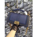 Boy Chanel Flap Shoulder Bag original Snake leather 67086 dark blue HV02255qM91