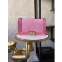 Boy Chanel Flap Shoulder Bag original Snake leather AS67086 pink HV05653MB38