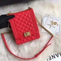 Boy chanel handbag Grained Calfskin & Gold-Tone Metal AS0130 red HV02178nQ90
