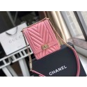 Boy chanel handbag Grained Calfskin & Gold-Tone Metal VS0130 pink HV11773zS17