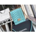 Boy chanel handbag Grained Calfskin & Gold-Tone Metal VS0130 sky blue HV09459UM91