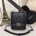 boy chanel handbag Patent Calfskin & silver-Tone Metal AS0130 black HV04129lU52