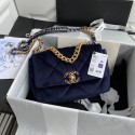 Chanel 19 flap bag velvet AS1160 Royal Blue HV03419rf73