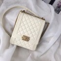 Chanel boy handbag Patent Calfskin & Gold-Tone Metal AS1030 creamy-white HV02986rJ28