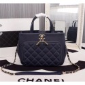 Chanel Calfskin & Gold-Tone Metal bag A81335 dark blue HV05205FT35