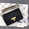 Chanel Calfskin & Gold-Tone Metal wallet on chain bag A81419 black HV08964hT91