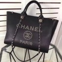 Chanel Calfskin Leather Tote Bag 3627 Black HV04803Is79