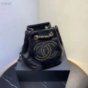 CHANEL Calfskin small Backpack & gold-Tone Metal AS1614 black HV09705RX32