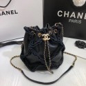 CHANEL Calfskin small drawstring bag & gold-Tone Metal AS1613 black HV03659Lp50