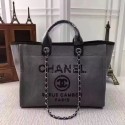Chanel Canvas Tote Shopping Bag 8046 gray HV05879nS91