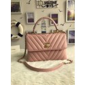 Chanel CC original lambskin top handle flap bag 92236V pink Gold Buckle HV01826UF26