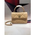 Chanel CC original lambskin top handle flap bag A92236 apricot&Gold-Tone Metal HV01139hc46