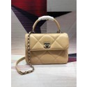 Chanel CC original lambskin top handle flap bag A92236 apricot&silver-Tone Metal HV10835rf34