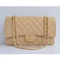 Chanel Classic 2.55 Series Apricot Caviar Golden Chain Quilted Flap Bag 1113 HV11148Yo25