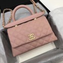Chanel Classic Caviar leather mini Top Handle Bag A92990 pink gold chain HV07518EB28