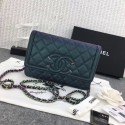 Chanel Classic Clutch with Chain Grained Calfskin & silver-Tone Metal A88447 green HV02868oK58