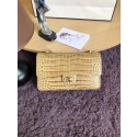 Chanel Classic Flap Bag Original Alligator & Gold-Tone Metal A01112 apricot HV04594ki86