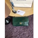 Chanel Classic Flap Bag Original Alligator & Gold-Tone Metal A01112 Blackish green HV02521Zw99