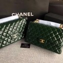 Chanel Classic Flap Bag original Patent Leather 1113 green HV01710CC86