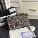 Chanel Classic Handbag Embroidered Tweed & Silver-Tone Metal A01112 green HV04578Yo25