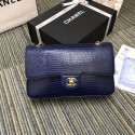 Chanel Classic Handbag Original Lizard & Gold-Tone Metal A01112 blue HV00239TV86