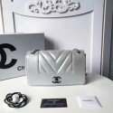 Chanel Classic Shoulder Bag Original Sheepskin Leather 5692 silver HV03697vX95