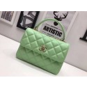 Chanel Classic Top Handle Bag 2371 green sheepskin gold chain HV07263Yv36