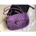 CHANEL Denim flap bag AS1113 purple HV05435dE28