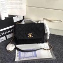 Chanel flap bag Calfskin & Gold-Tone 69878 black suede HV09983Xr72