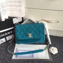Chanel flap bag Calfskin & Gold-Tone 69878 Blue suede HV06281bT70