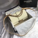 Chanel Flap Bag Calfskin Ruthenium-Finish & Gold-Tone Metal A57578 Beige HV11378Fh96