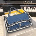 CHANEL Flap Bag Denim Braid & Silve-Tone Metal A57698 blue HV08339Mn81