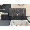 Chanel flap bag Grained Calfskin & & Gold-Tone Metal A92233 black HV01543Gh26