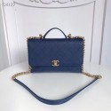 Chanel flap bag Grained Calfskin & Gold-Tone Metal AS0305 blue HV00118CD62